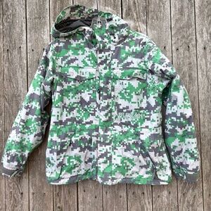 Burton Digital Camo Snowboarding Coat Boys Modem Jacket Large